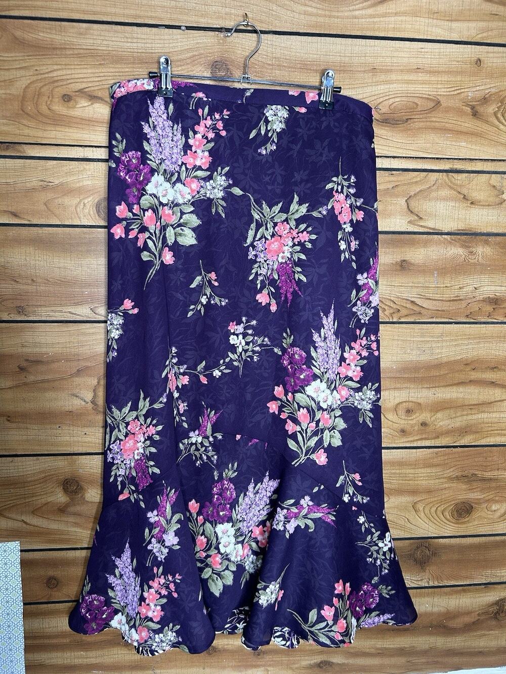 Vintage Handmade Reversible Floral Skirt Purple Boho Hippie 33 Waist L/Xl EUC